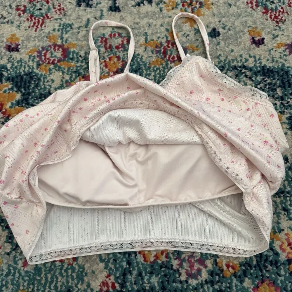 Jessica Simpson Floral Tank Shorts Lace Pajama PJ Set Size XL